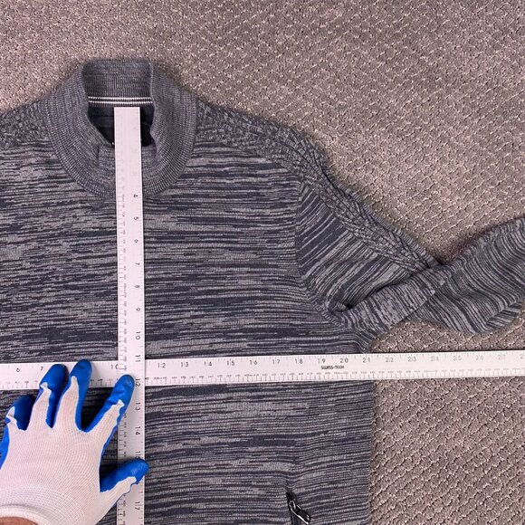 Buttercloth Full Zip Sweater Jacket Men's Large Gray Heather Zip Up Mock Neck - Picture 9 of 14